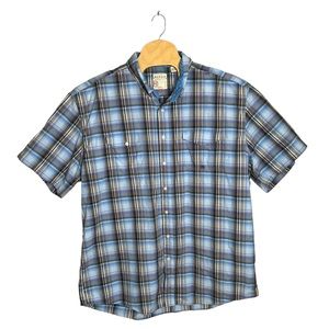 Roper Men’s Western Short Sleeve Blue Plaid Button Up Shirt Size‎ 3XL